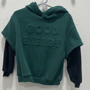 Toddler Green and Black Hoodie with 'Good Energy'